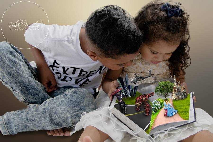 Fotografia Lúdica de Davi e Vitória Ensaio de irmãos