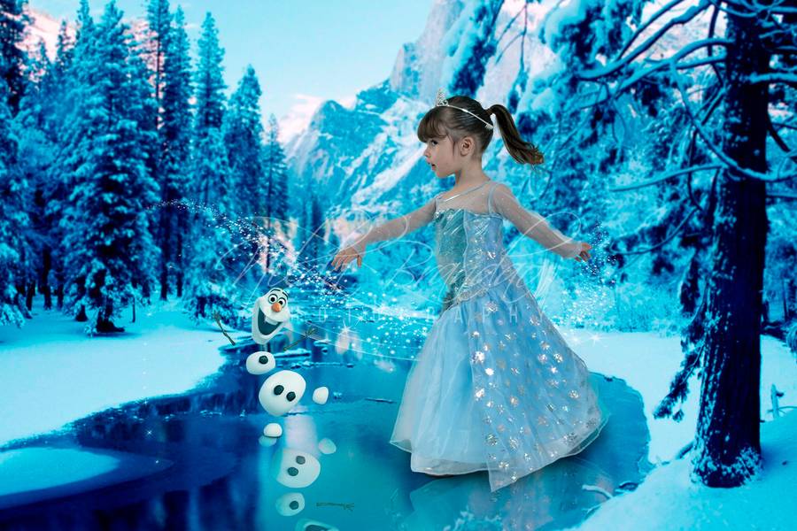 Fotografia Lúdica de Helena no mundo da Frozen