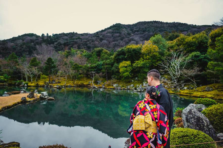 Casamento de Bodas De Madeira em Arashiyama