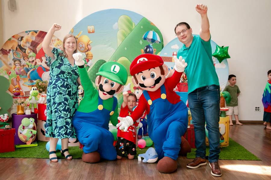 ANIVERSÁRIO INFANTIL de Gabriel Nível 5: Uma Festa Super Mario Incrível