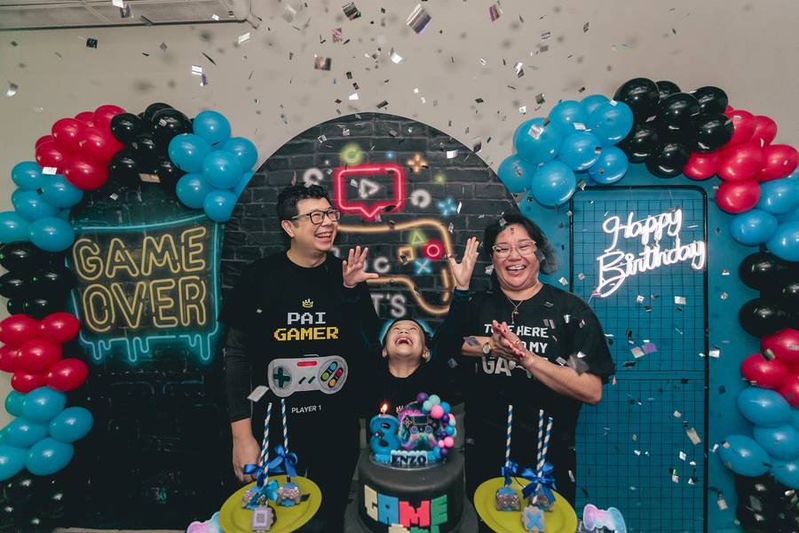 ANIVERSÁRIO INFANTIL de 8 Anos do Enzo: Diversão em Modo Gamer