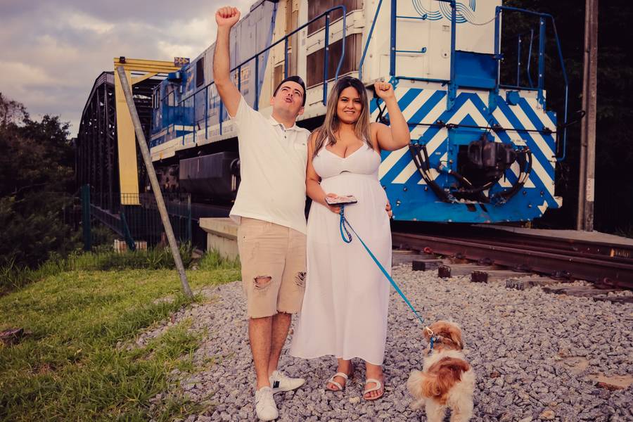 FAMÍLIA E GESTANTE de Ensaio Revelação Jake e Tadeu