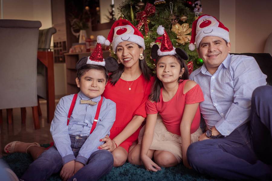 Familia de Sesión de Navidad Familiar