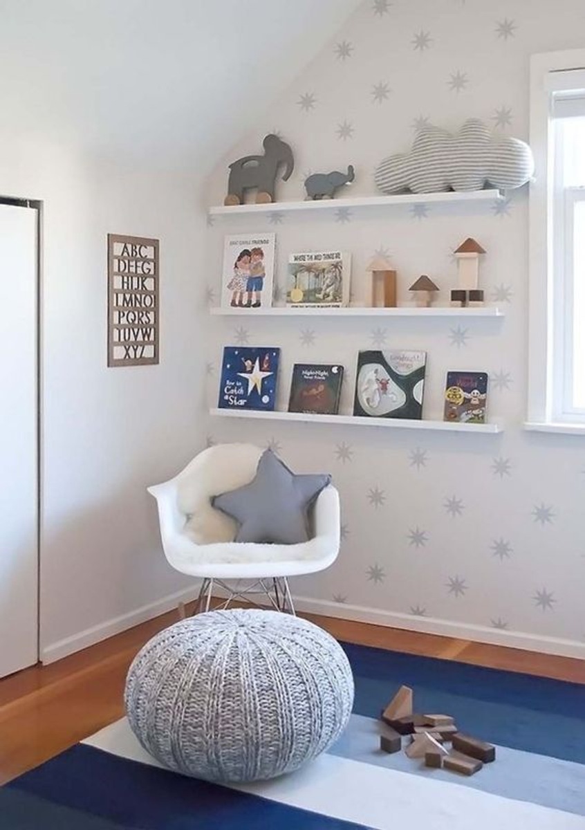 cinza e estrelas decoração quarto de criança