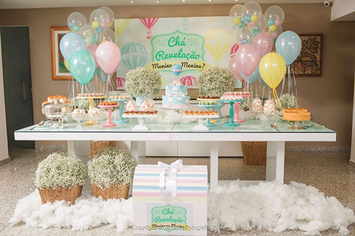 Mesa Decorativa para Evento - Chá Revelação do sexo do bebê