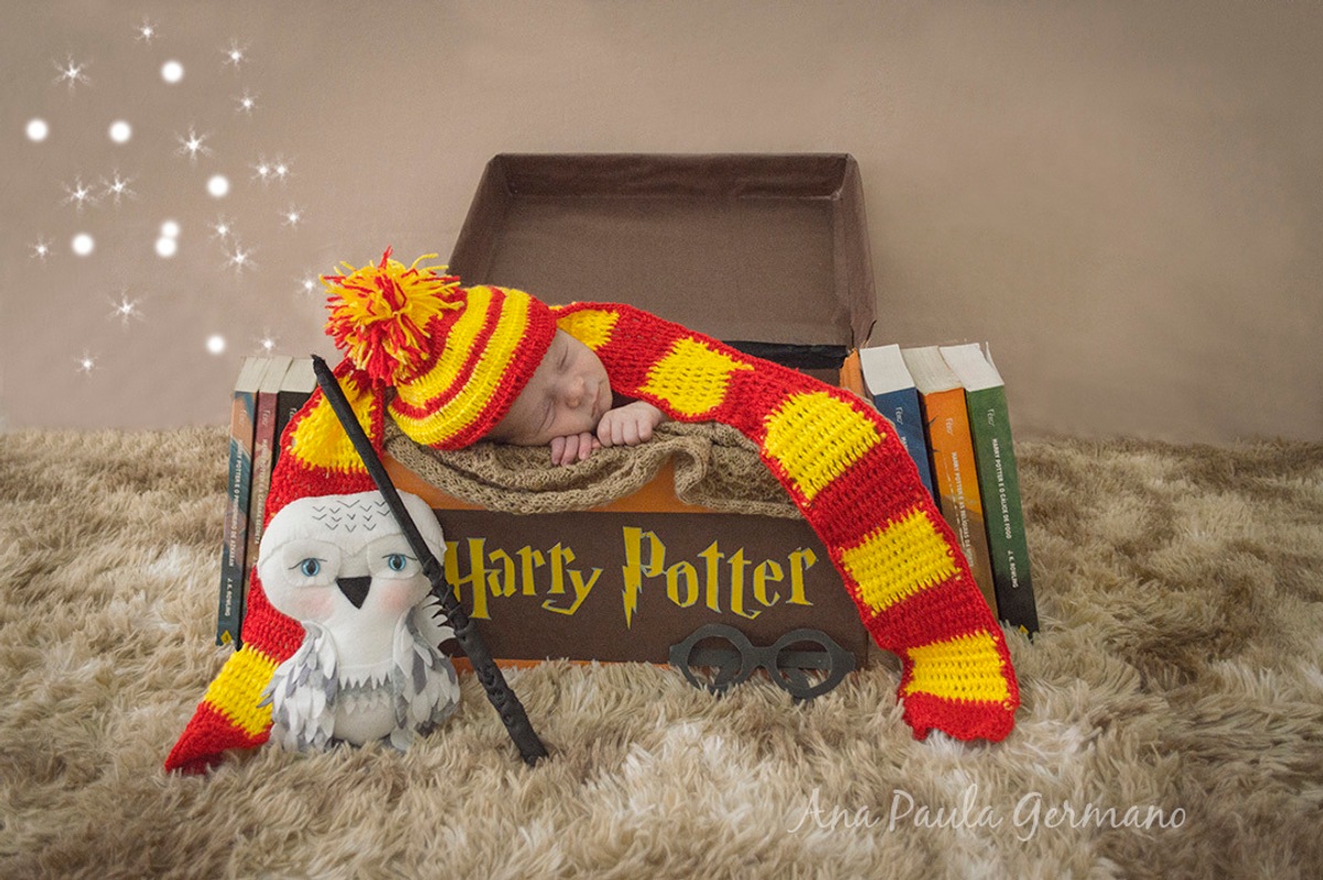 Ensaio Newborn Tema Harry Potter, realizado no Estúdio Essenziale Design Fotografia, Tatuapé, Zona Leste, São Paulo/SP