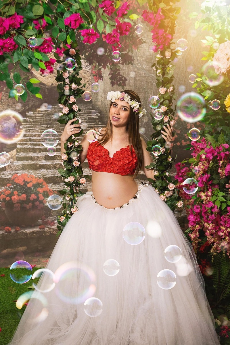 Saia de tule hot sale rosa para gestante