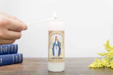 Vela votiva; Igreja Católica; Artigos Religiosos; Vela; Devoção; Nossa Senhora das Graças'