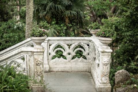 Stone staircase in the gardens of Palácio de Monserrate, Sintra'