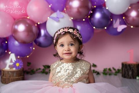 Ensaio 1 ano Menina Estúdio Zona Sul SP'