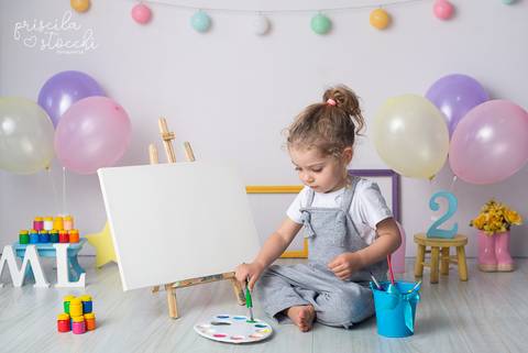 Ensaio Infantil com Tintas 2 anos Menina SP'