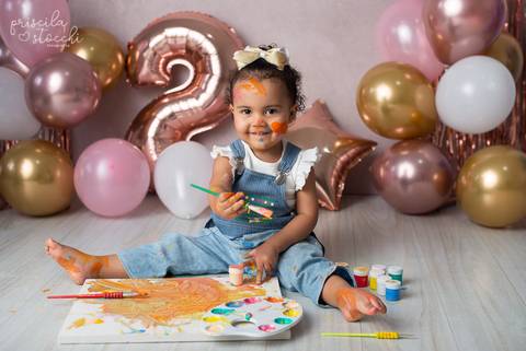 Ensaio de 2 aninhos com Tintas em São Paulo Zona Sul'