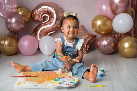 Ensaio Fotográfico Infantil com Tintas 2 anos SP'