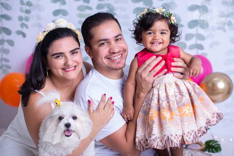 Ensaio Fotográfico 1 ano família com cachorro Moana Baby SP Zona Sul'