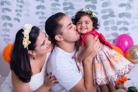 Ensaio Fotográfico 1 ano com os pais Moana Baby SP'