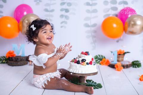 Ensaio de 1 aninho com Bolo Moana Baby SP Zona Sul'