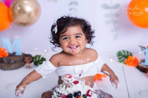 Ensaio de 1 ano com Bolo Moana Baby São Paulo'