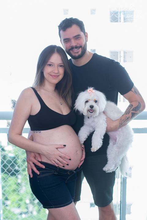 Ensaio Grávida em Casa com Pet SP Zona Sul'