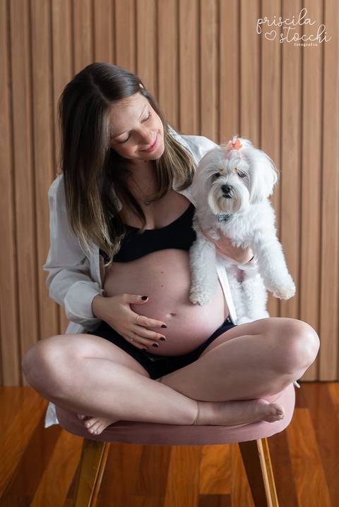 Ensaio Fotográfico Gravidez com Cachorro SP Zona Sul'