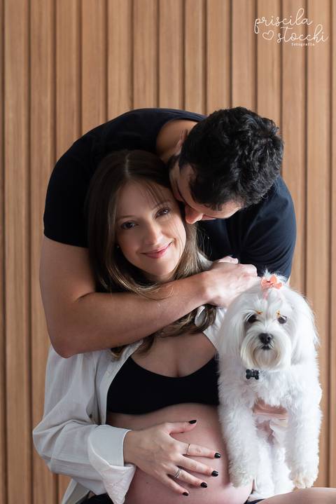 Ensaio Gestante em Casa Com Cachorro SP '