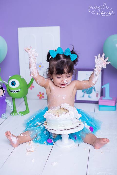 Smash the Cake Ensaio com Bolo 1 ano Boo SP'