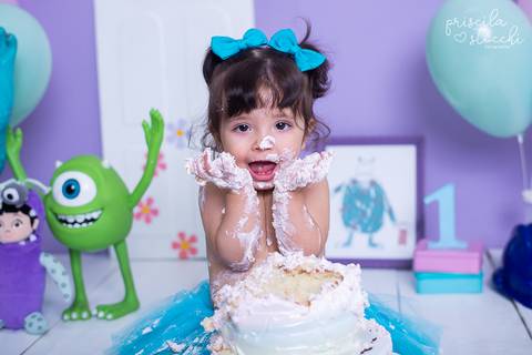 Smash the Cake Ensaio com Bolo 1 ano Boo SP'