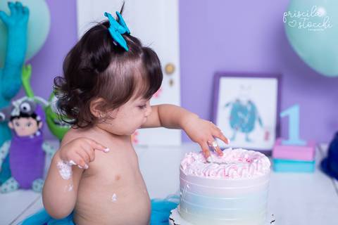 Ensaio 1 ano com Bolo Smash the Cake Boo SP'