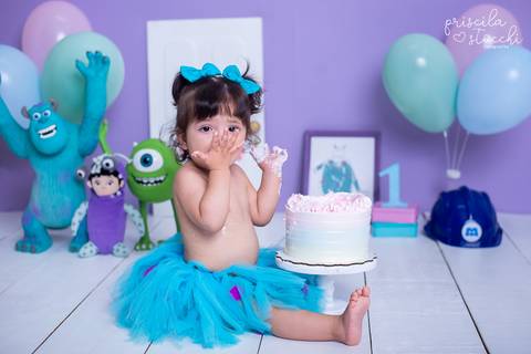 Ensaio 1 ano com Bolo Smash the Cake Boo SP'