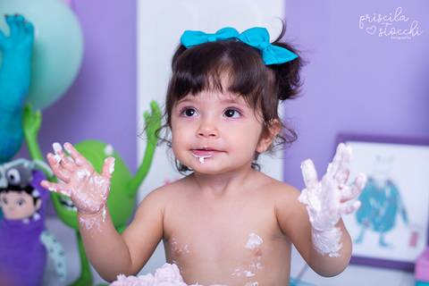 Ensaio Fotográfico Smash the Cake 1 ano Boo SP'