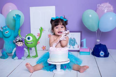 Smash the Cake Ensaio com Bolo 1 ano Boo SP'