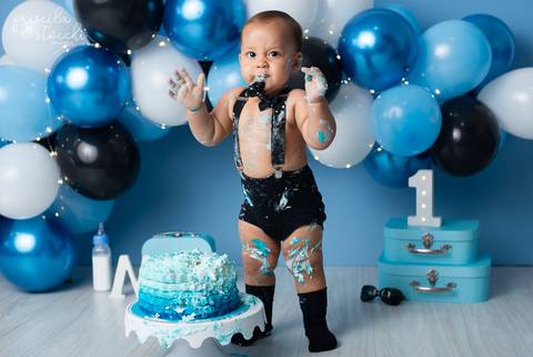 Smash the Cake 1 ano Menino Arco de Balões SP'