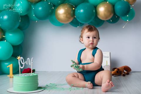 Ensaio Smash the Cake 1 ano com Balões SP'