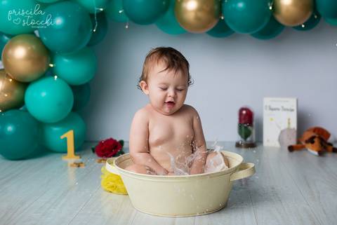 Hora do Banho Smash the Cake 1 ano com balões SP'