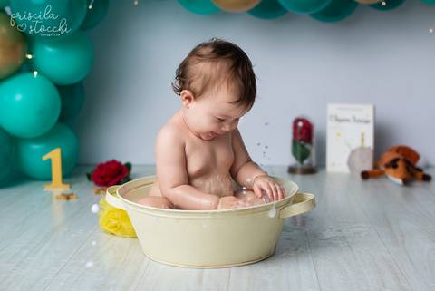 Hora do Banho Smash the Cake 1 ano menino SP'