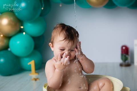 Hora do Banho Smash the Cake 1 ano menino SP'