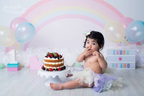 Smash the Cake 1 ano Menina Arco-Íris SP'