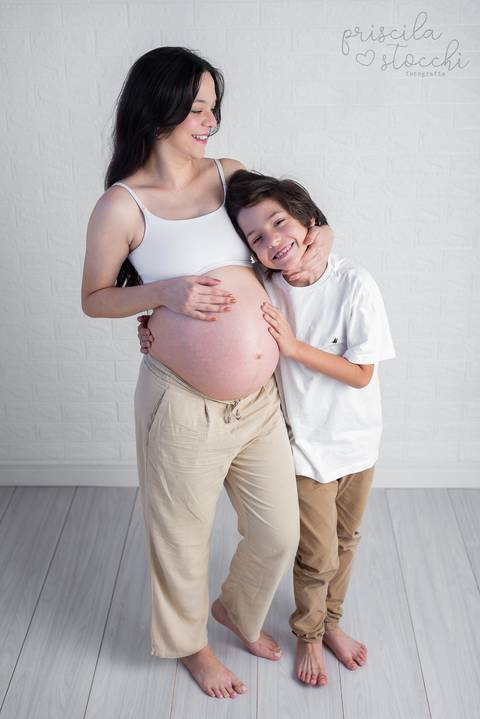 Ensaio Gestante Com Filhos Estúdio SP'