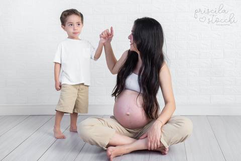 Ensaio Fotográfico Gestante Com Filho Estúdio SP'