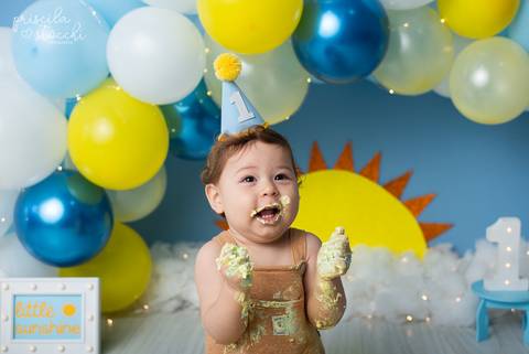 Smash the Cake 1 ano Tema Sol Menino São Paulo'