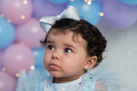 Ensaio 1 ano menina rosa lilás e azul sp'