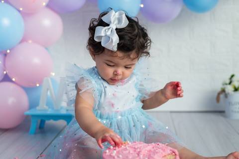 smash the cake menina delicado balões estúdio sp'