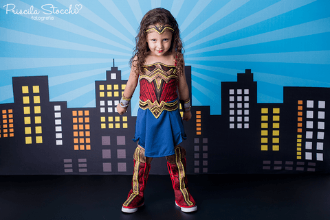 Ensaio Fotográfico Infantil Mulher Maravilha Super Heroína Estúdio São Paulo SP '