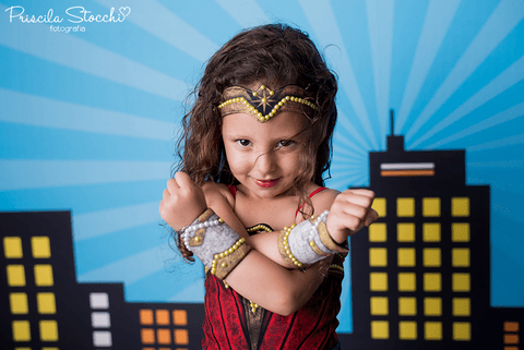 Ensaio Fotográfico Infantil Mulher Maravilha Super Heroína Estúdio São Paulo SP '