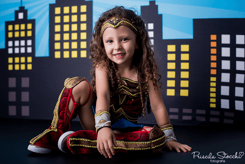 Ensaio Fotográfico Infantil Mulher Maravilha Super Heroína Estúdio São Paulo SP '