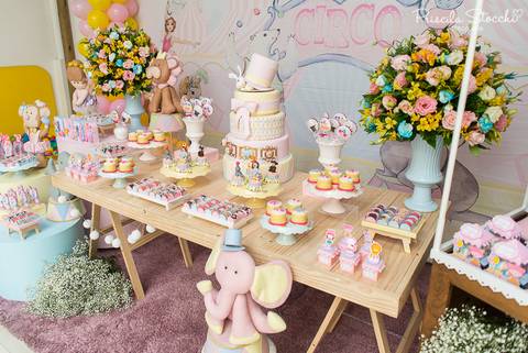 Fotografia Festa Infantil São Paulo Zona Sul Decoração Circo Rosa'