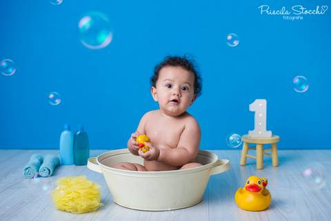 Ensaio 1 ano Smash the Cake Monstros SA SP São Paulo Hora do Banho'