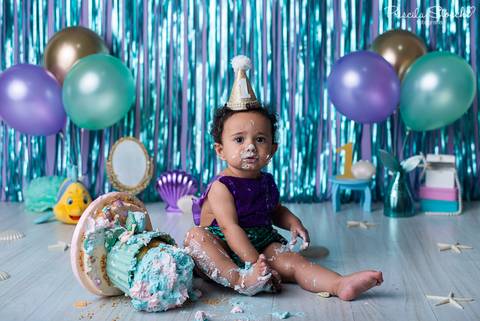 Smash the Cake Ensaio 1 ano Pequena Sereia São Paulo Zona Sul'