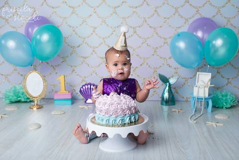 Smash the Cake Ensaio com Bolo Sereia São Paulo'