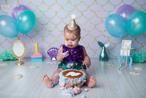 Smash the Cake Ensaio com Bolo Sereia São Paulo'