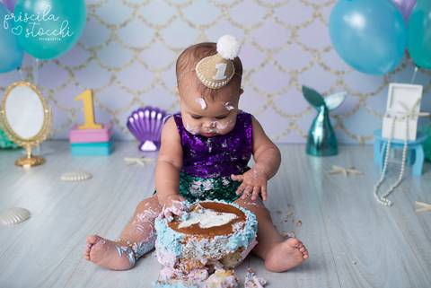 Smash the Cake Ensaio com Bolo Sereia São Paulo'